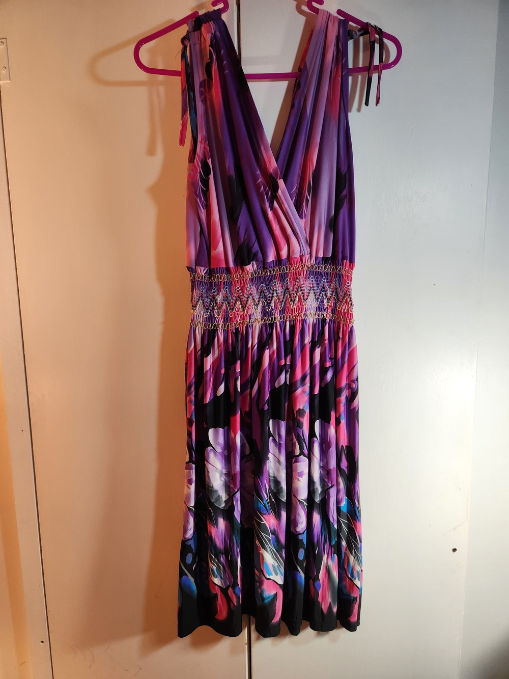 Sleeveless V-Neck Purple Floral Sundress